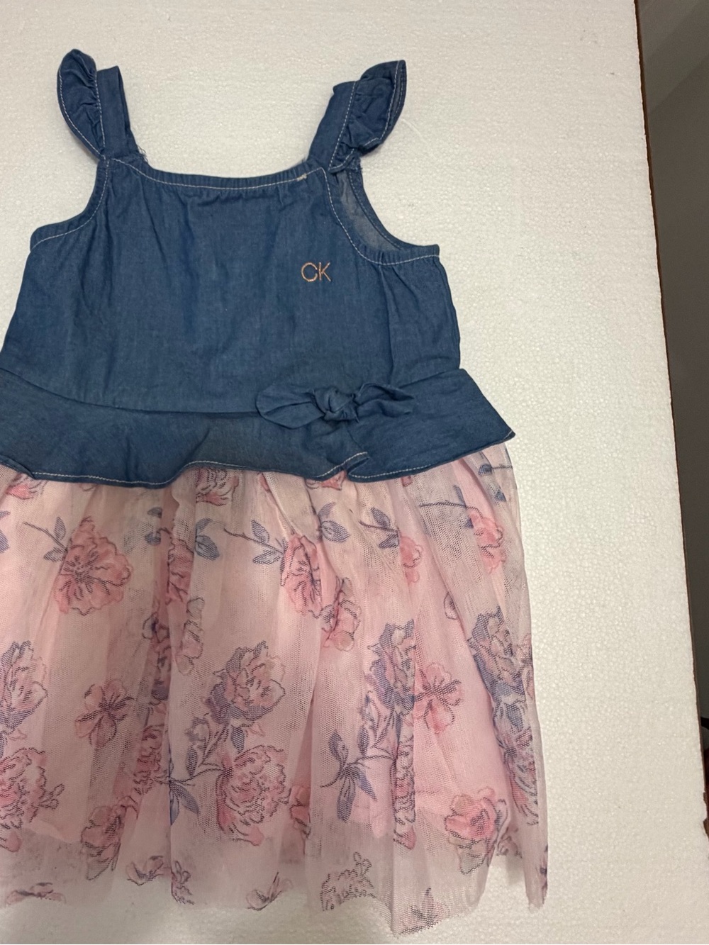 Calvin Klein Jeans 3T Chambray & Floral Tulle Dress